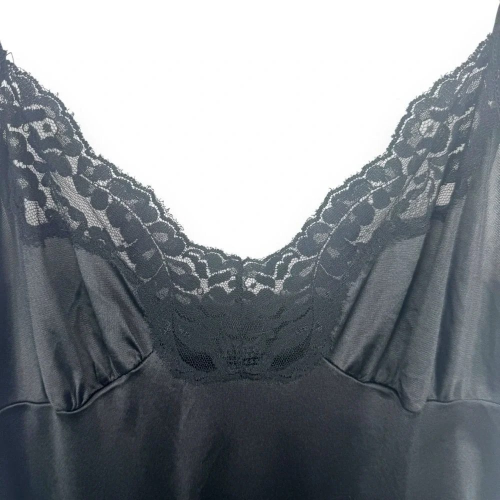 Vintage 80s Antron Lace Lingerie Slip Dress Babydoll Womens Medium USA Made